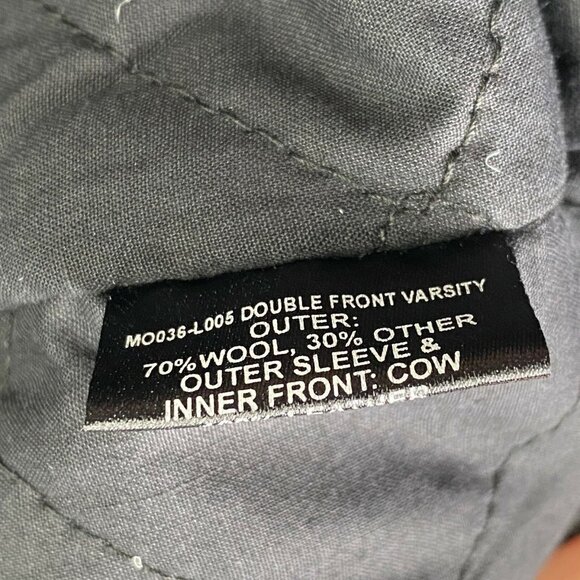 Oak NYC Double Front Varsity Jacket Womens XS Blue Wool Leather Sleeves Boxy - Picture 7 of 9